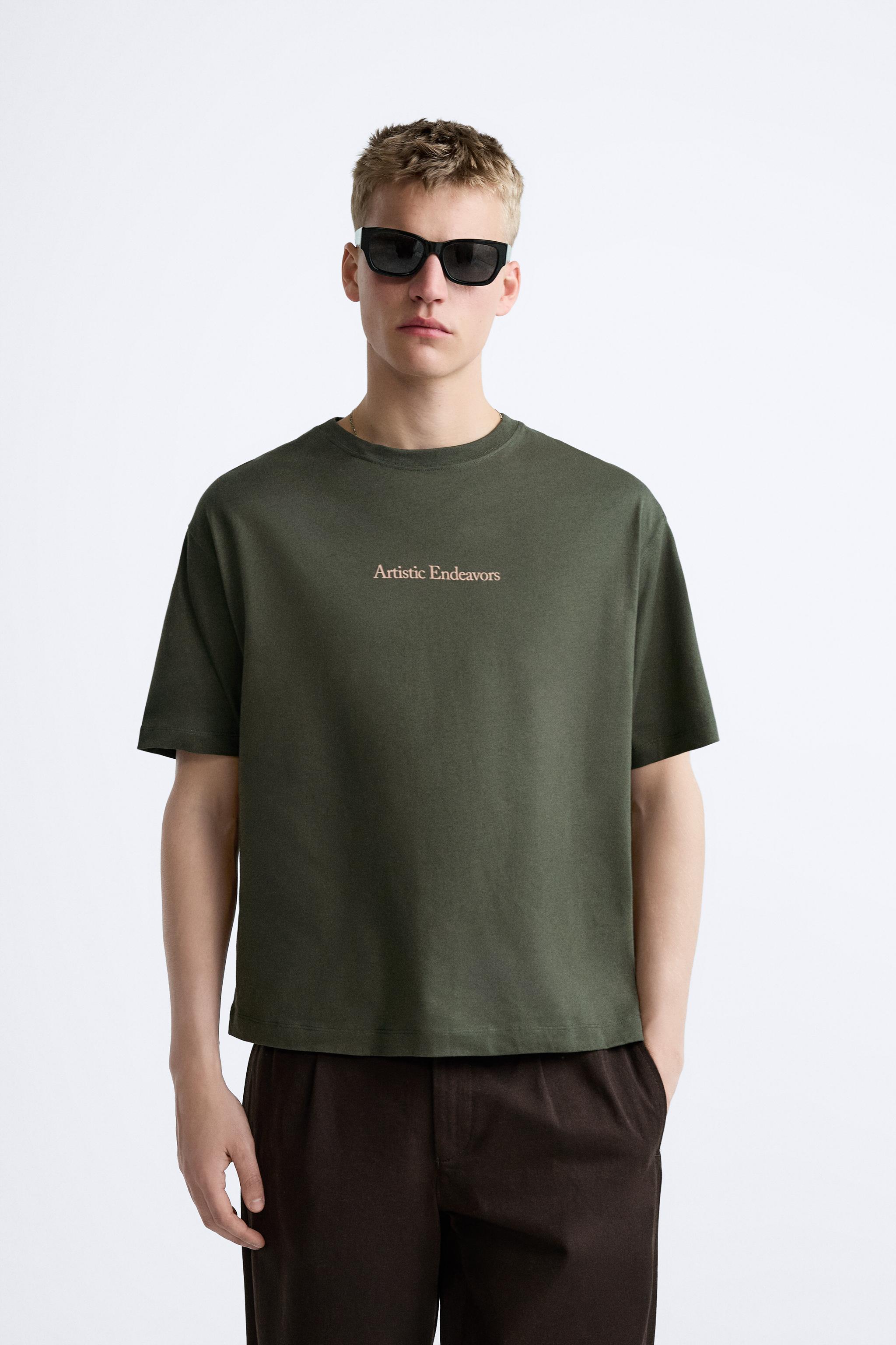 コントラストパッチ Ｔシャツ - ダークグリーン | ZARA Japan / 日本