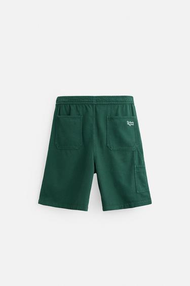 TEXTURED CARPENTER POCKET BERMUDA SHORTS - Green de Zara - Image 7
