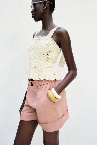 BERMUDA SHORTS WITH TURN-UP HEMS - Pink by Zara
