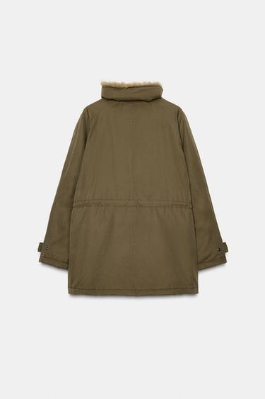 PARKA REMBOURRÉE INTÉRIEUR EFFET FOURRURE - Kaki de Zara - Image 8