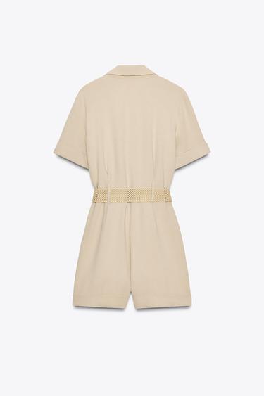 BELTED SHORT SLEEVE JUMPSUIT - Sand by Zara - Image 7