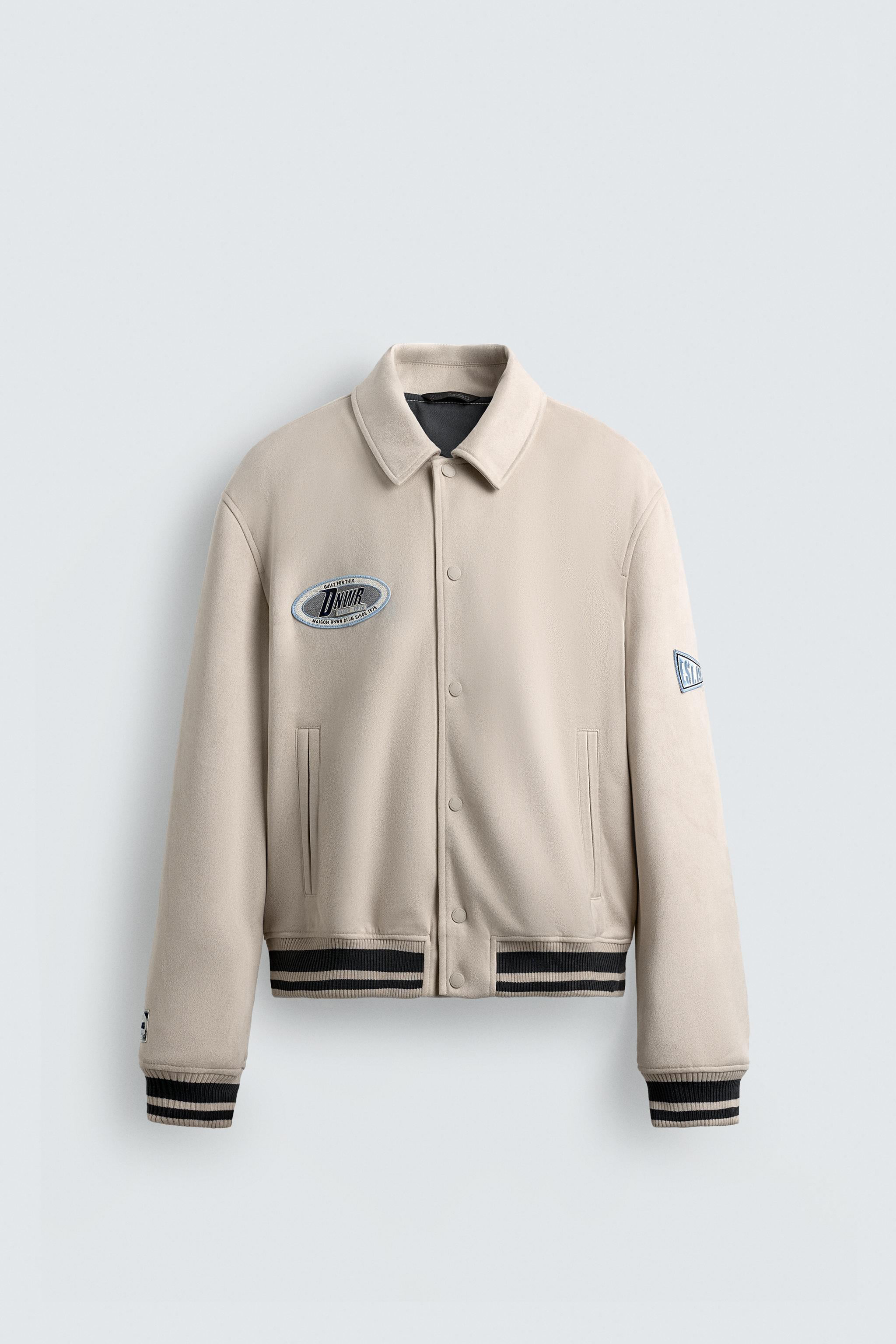FAUX SUEDE PATCH EMBROIDERED JACKET - Mink | ZARA United States