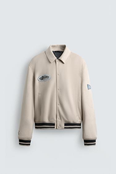 FAUX SUEDE JACKET WITH PATCH AND EMBROIDERY DETAIL - Ecru by Zara - Image 6
