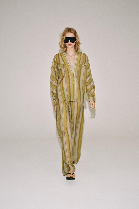 ZW COLLECTION STRIPED TROUSERS - Green stripe by Zara - Image 0