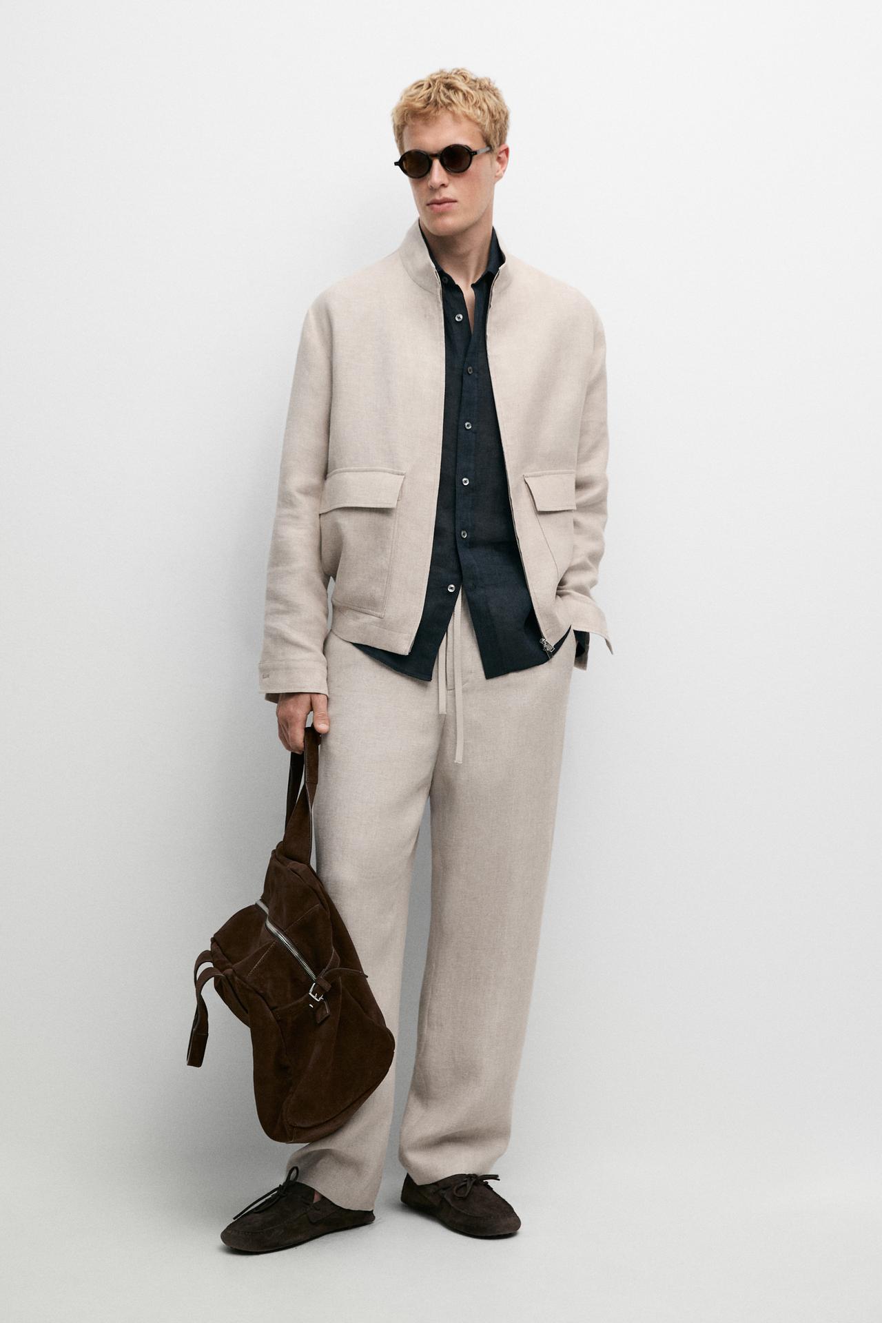 100% linen textured co-ord pants — Ecru