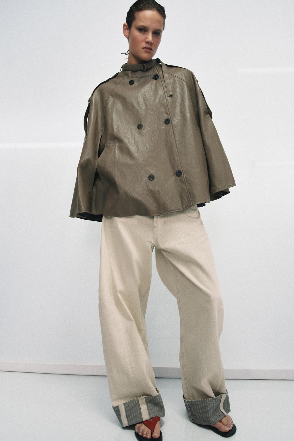 ZW COLLECTION FAUX LEATHER CAPE JACKET
