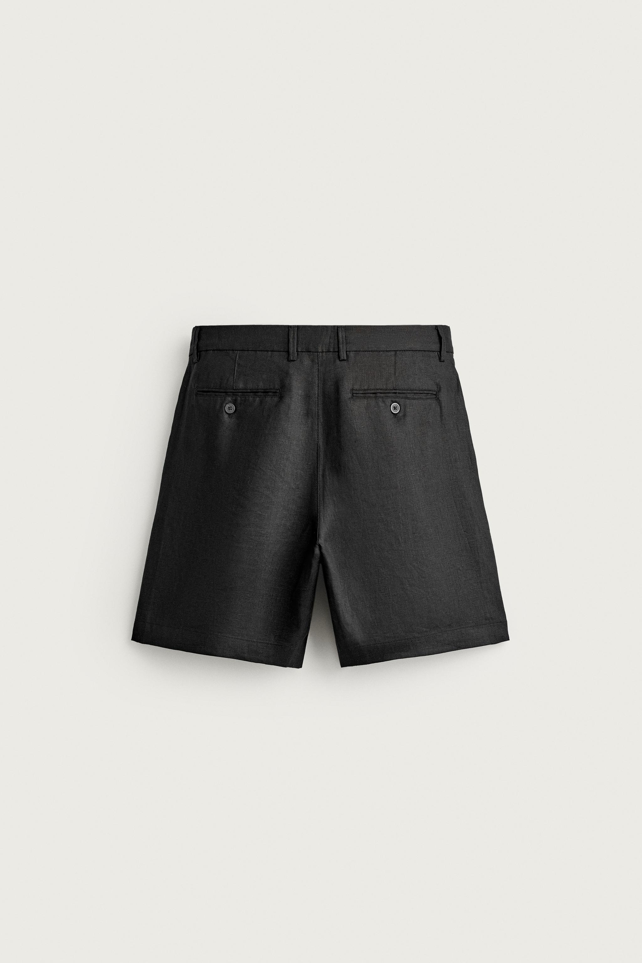 100% LINEN REGULAR FIT SHORTS