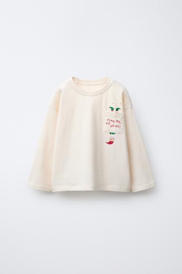 Zara ELF POCKET T-SHIRT - Ecru - Image 0