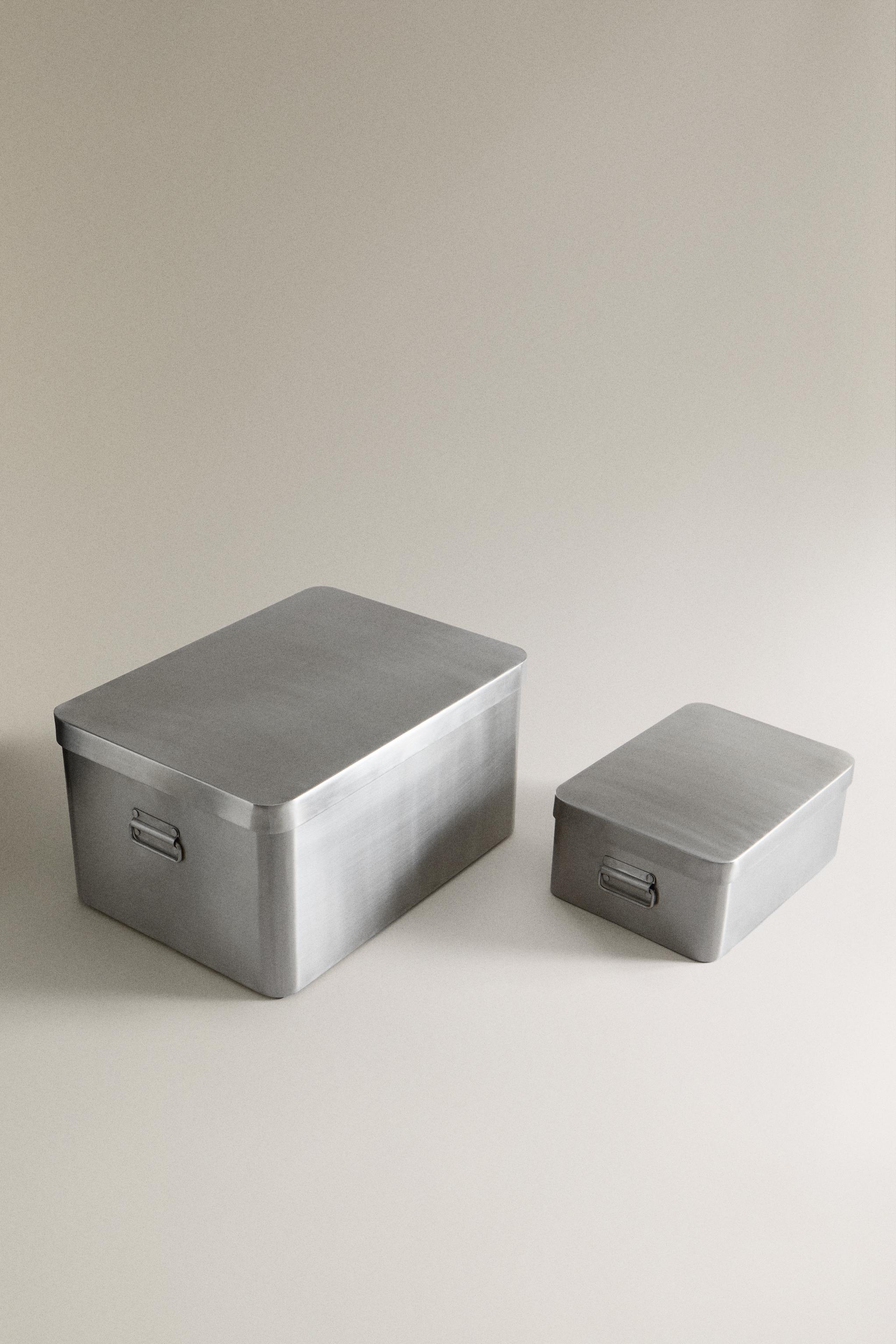 METAL STORAGE BOX WITH HANDLES - Silver | ZARA United States