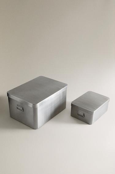 METAL STORAGE BOX WITH HANDLES - Silver by Zara - Image 1