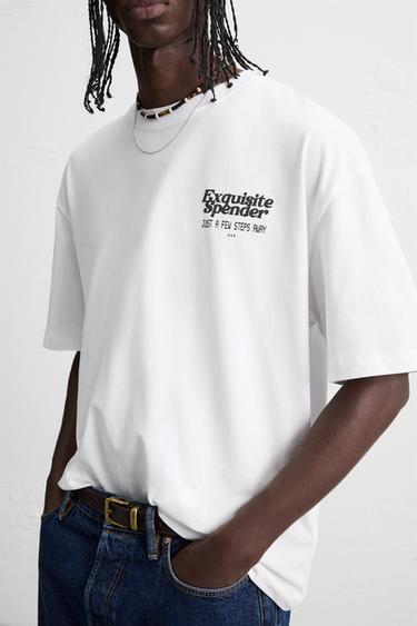 T-SHIRT WITH RAISED PRINTS - White by Zara