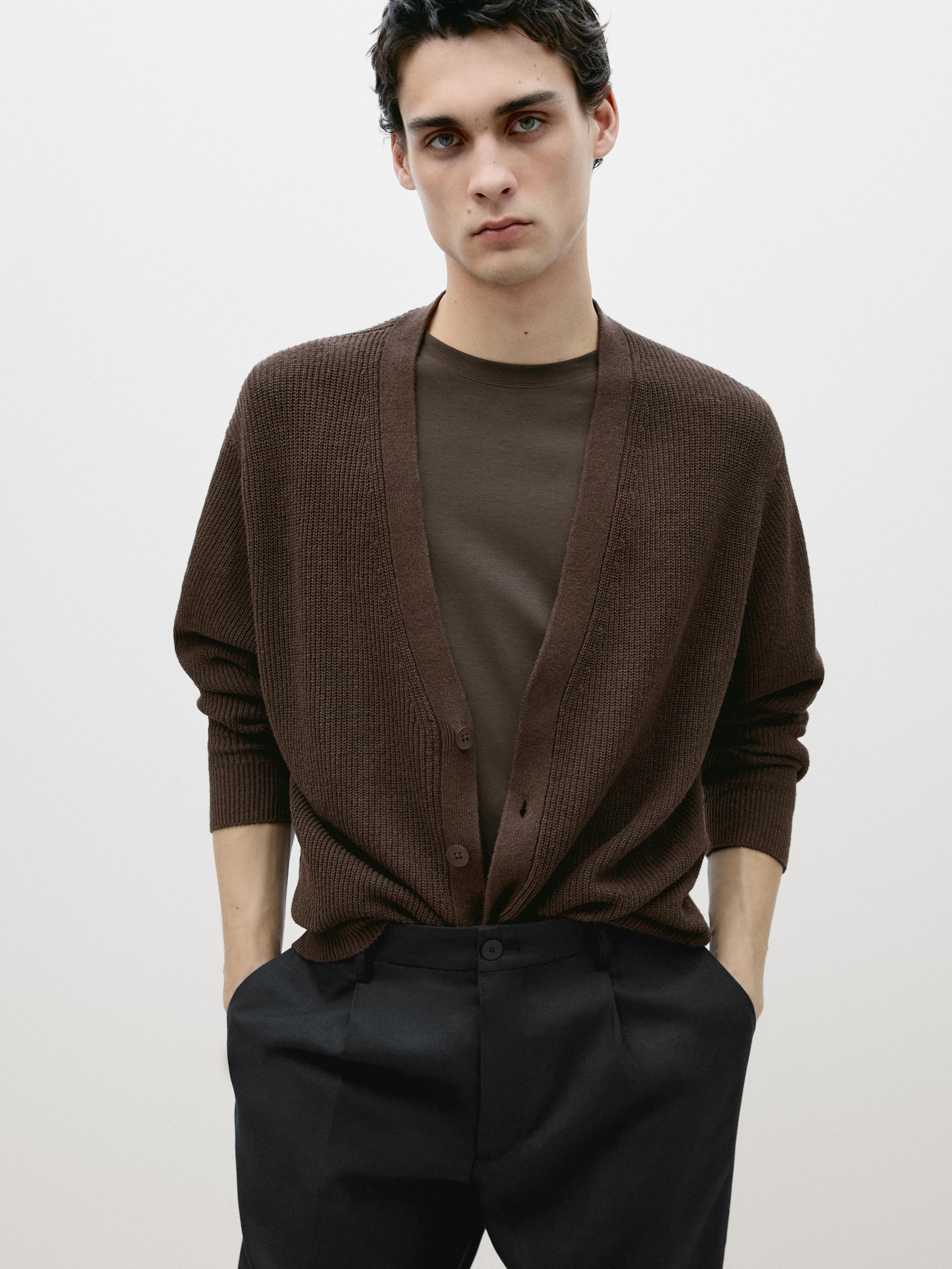 Knit cardigan with buttons - Limited Edition - Dark brown | ZARA 