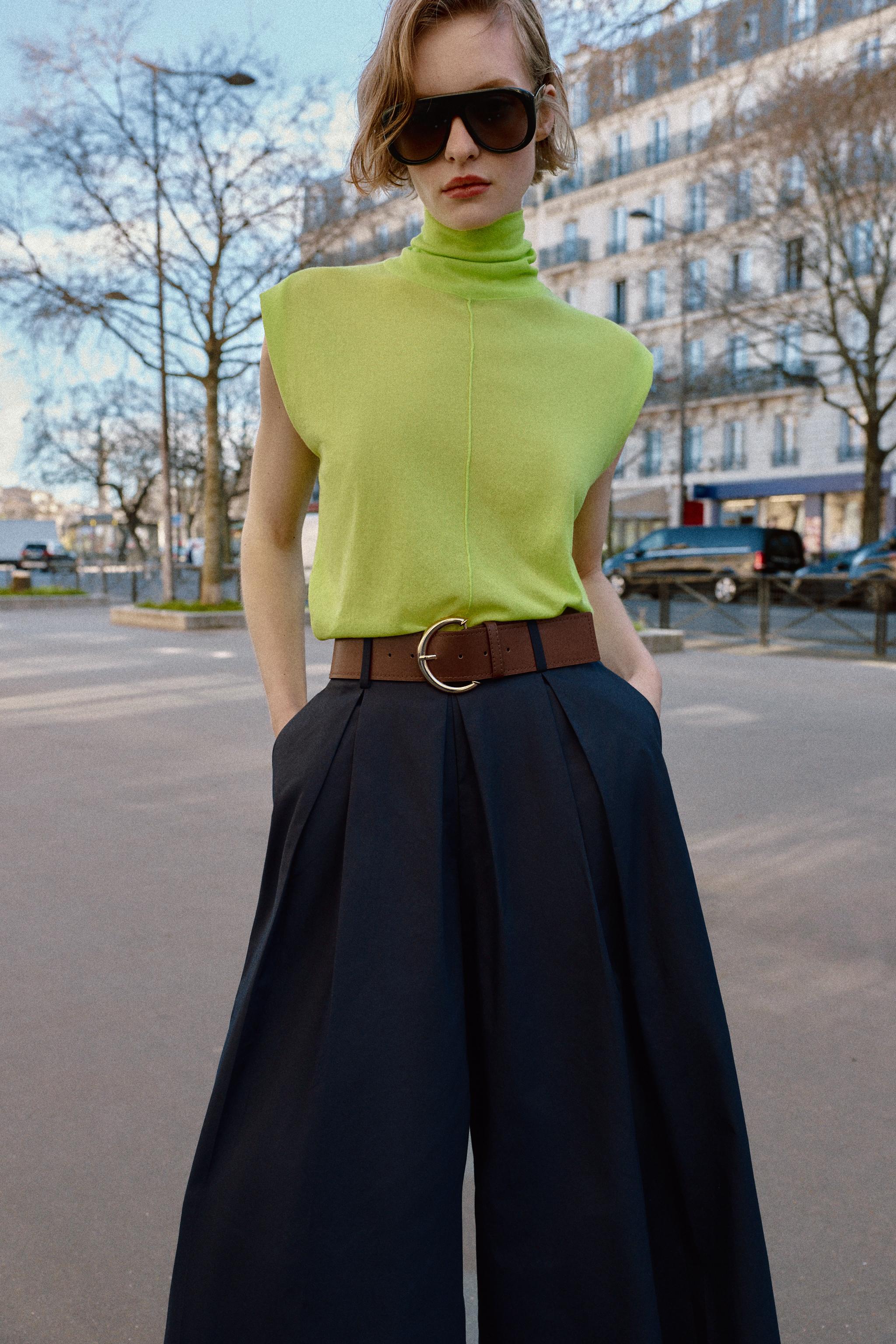 PANTALON JUPE-CULOTTE AVEC CEINTURE