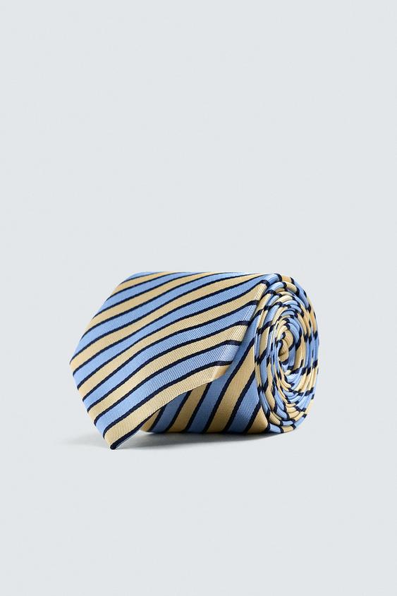 KRAWATTEN SCHMIDT Cravate Homme Soie Rayée Bleue Business