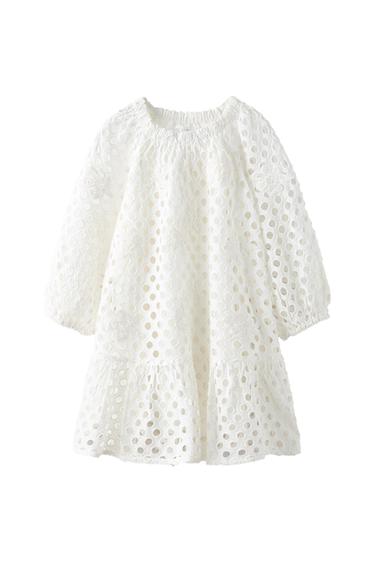FLORAL EMBROIDERY SCHIFFLI DRESS