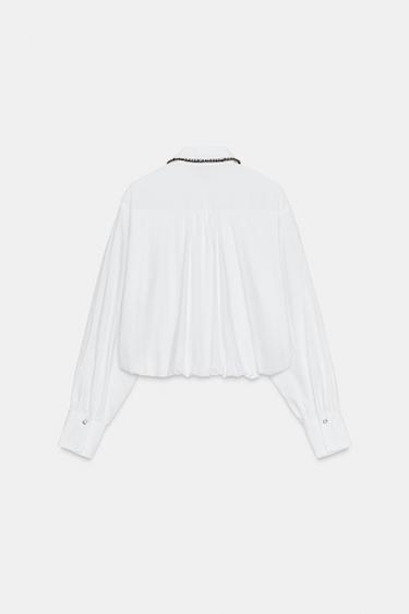 CHEMISE EN POPELINE AVEC ÉLÉMENTS DE FANTAISIE - Blanc de Zara - Image 5