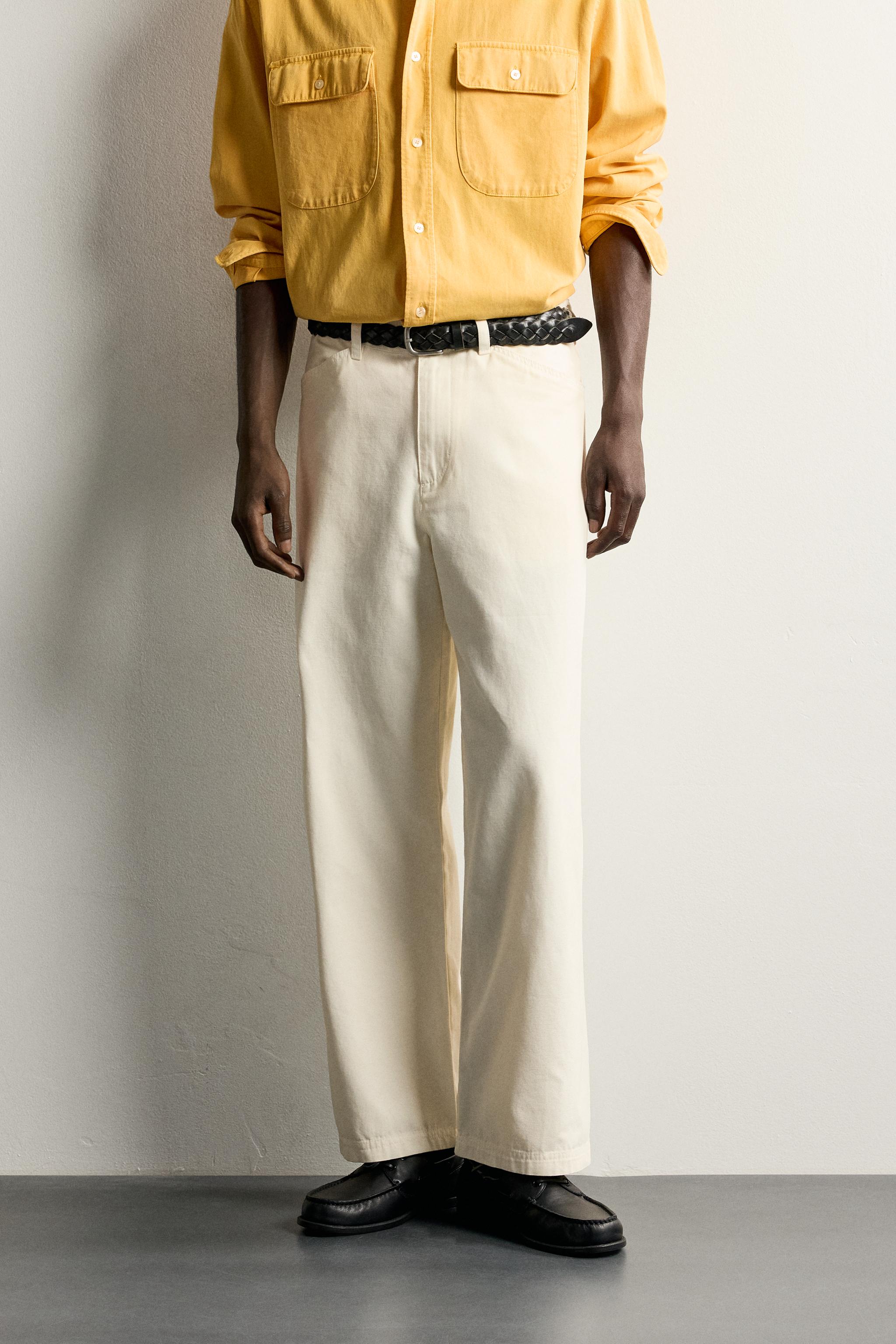Мужские брюки Zara CANVAS STRAIGHT-FIT PANTS — фото 2
