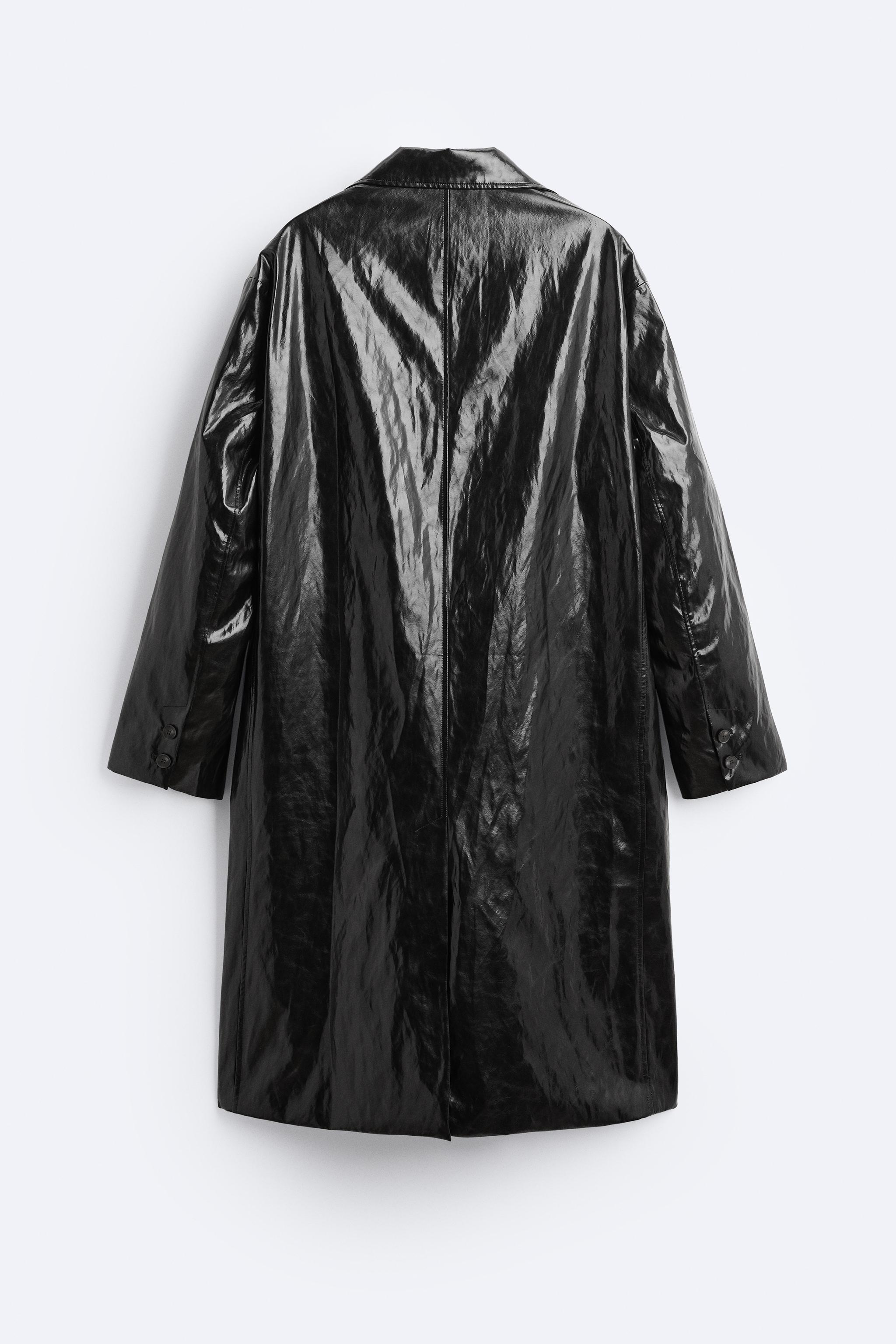 Zara black shiny on sale coat