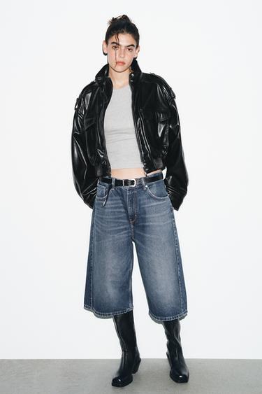 ÁO KHOÁC GIẢ DA CÓ DÂY ĐEO - Màu đen từ Zara