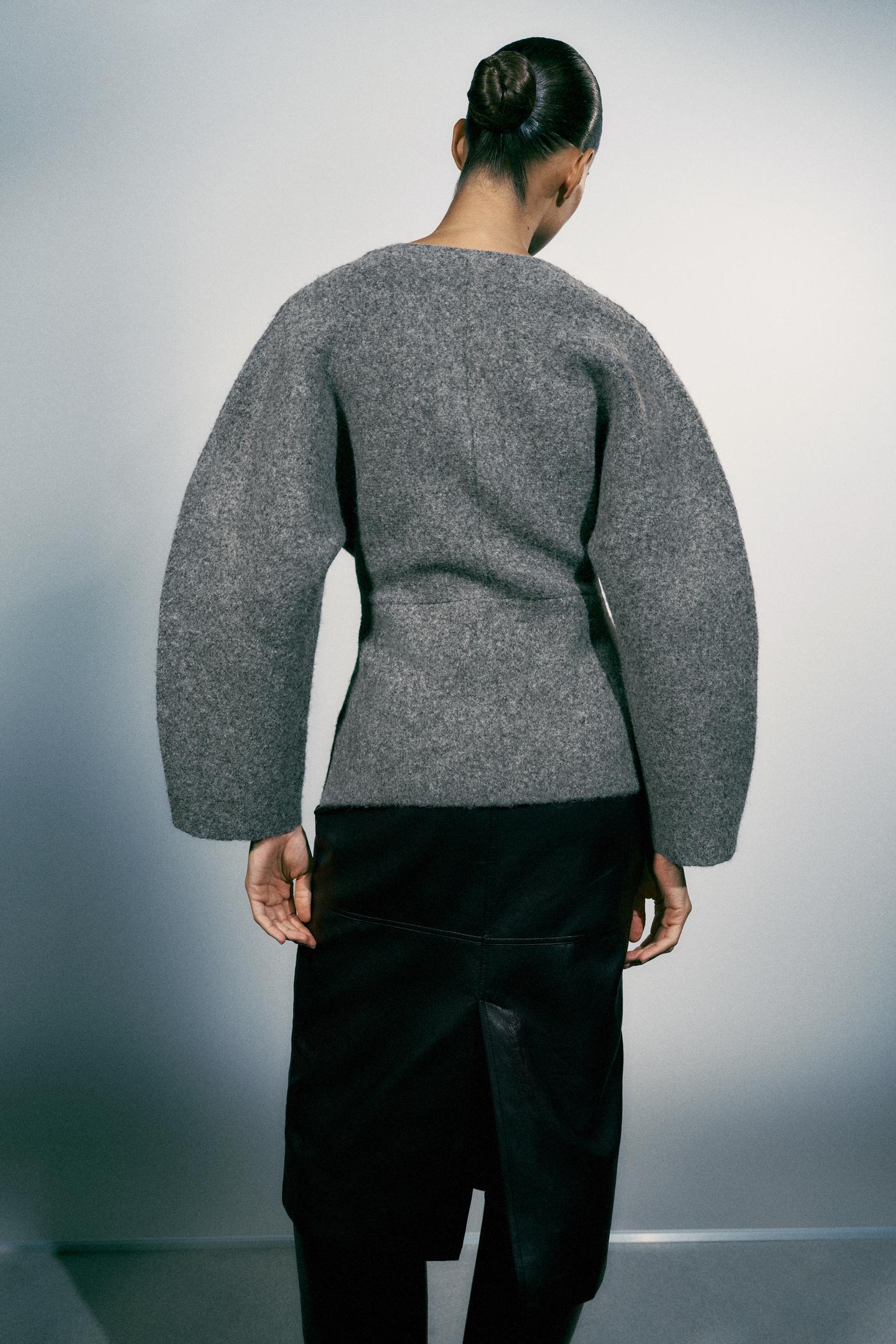 Женская куртка Zara Fitted Knit, цвет: Серый — фото 5