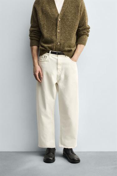 ДЖИНСЫ TAPERED WIDE FIT — ЖЕЛТОВАТО-БЕЛЫЙ от Zara