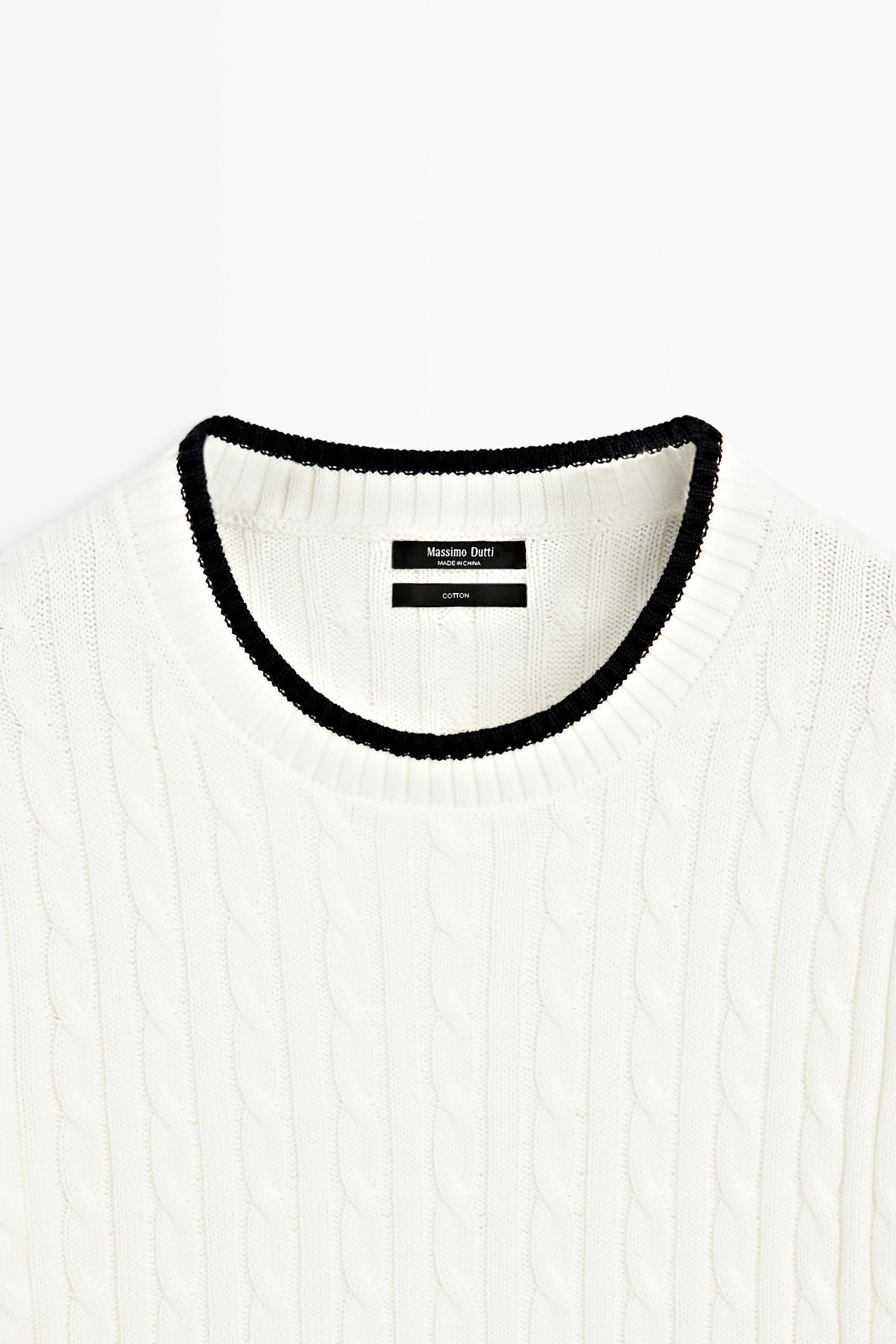 Short sleeve cable-knit sweater