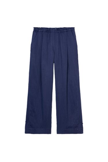 PANTALÓN FLUIDO LAZADA - Marino de Zara