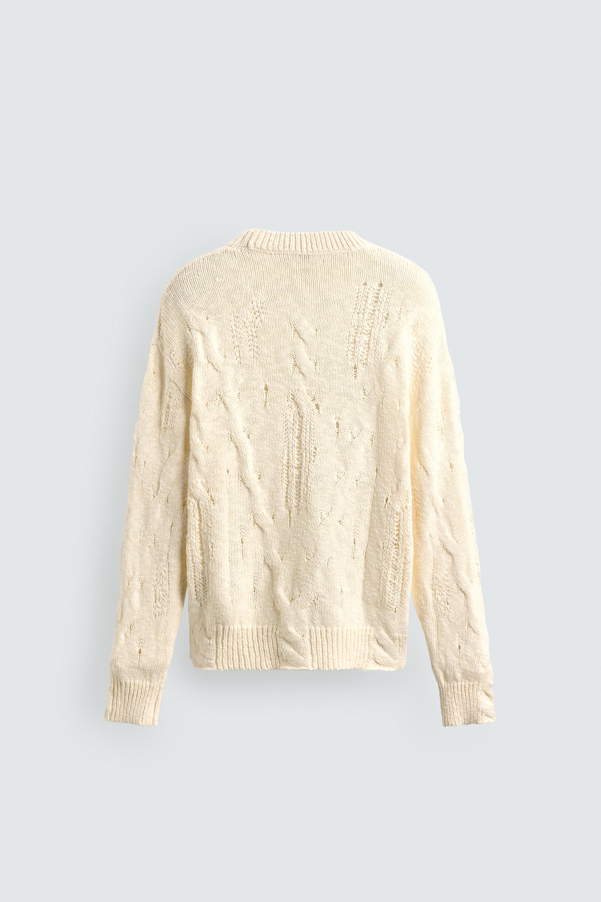 OPEN KNIT CABLE JUMPER - Oyster-white | ZARA United States