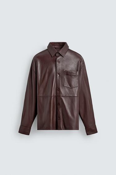 SURCHEMISE EN CUIR - Bordeaux de Zara - Image 6