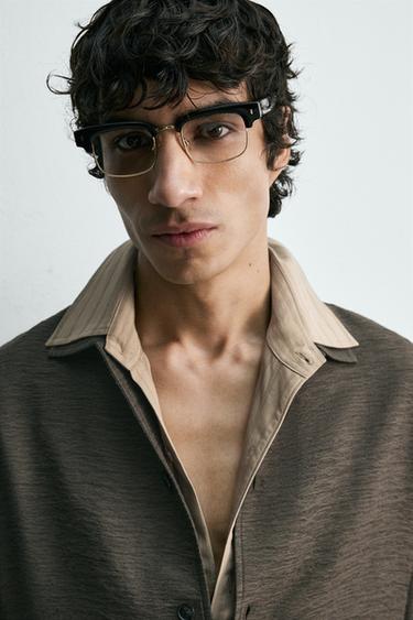 FLUID TEXTURED OVERSHIRT - Brown / Taupe by Zara