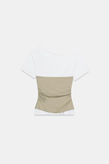 TOP ASYMÉTRIQUE À PLIS - Blanc de Zara - Image 2