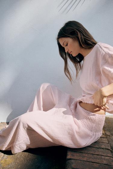 BAGGY TROUSERS WITH ELASTIC WAIST - Light pink by Zara - Image 2