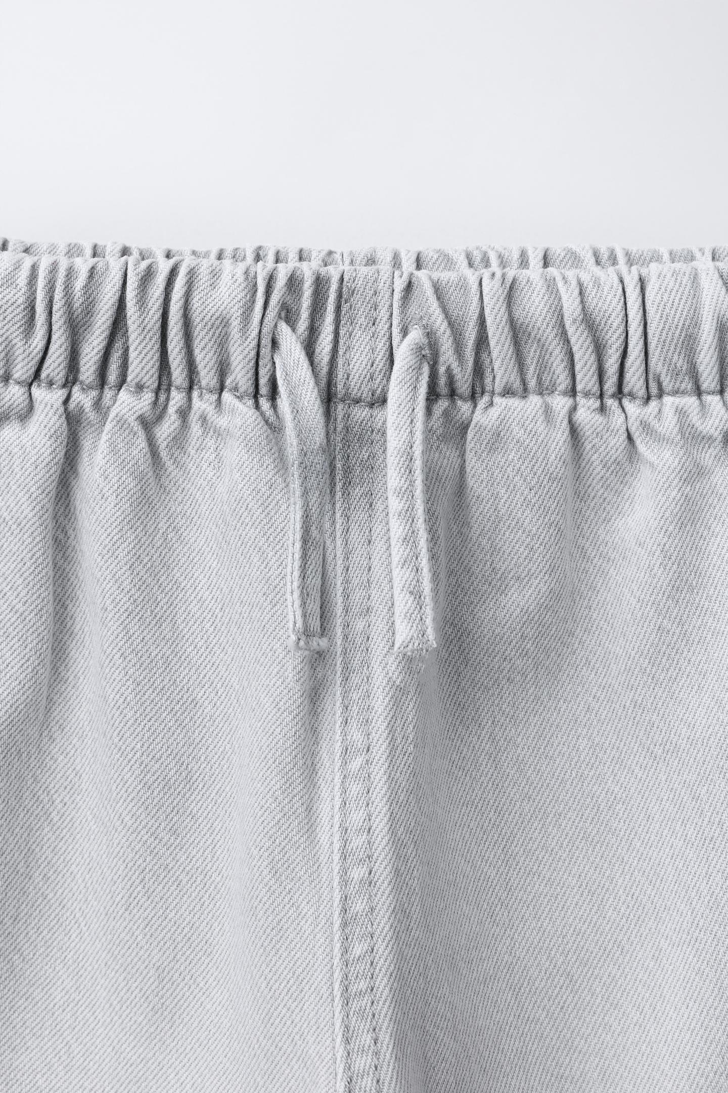 Детские джинсы Zara Wide Leg Jeans with Drawstrings, цвет: Серый — фото 3