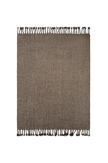 Zara FRINGED BLANKET - Brown / Taupe
