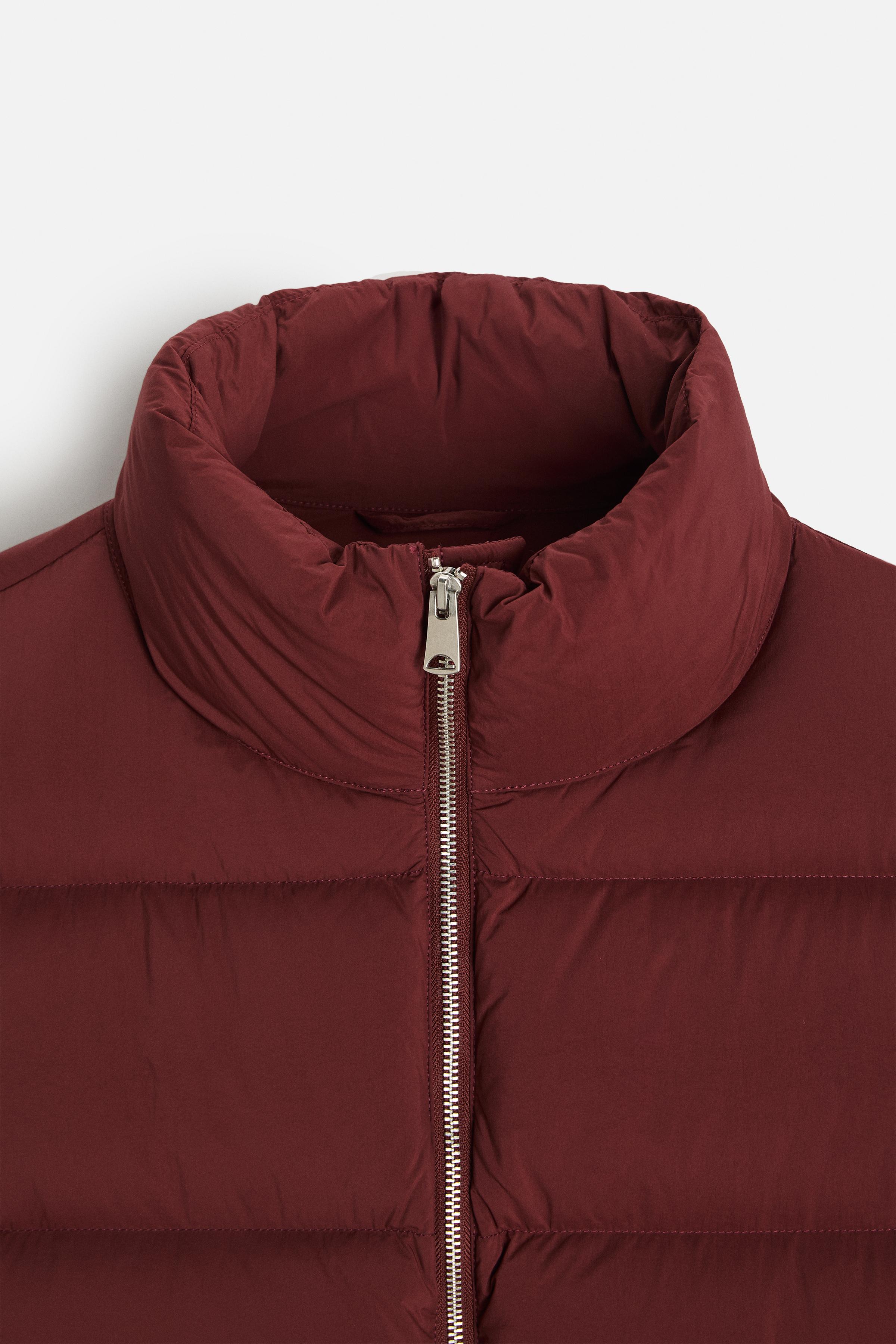 Zara Limited Edition Burgundy Water Resistant Down Puffer Coat Size cheapest XS