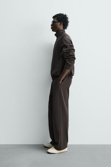 PANTALON DE JOGGING EN MAILLE DÉLAVÉ - Noir / Marron de Zara - Image 3