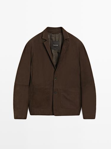 Zara Nubuck leather blazer - Chocolate