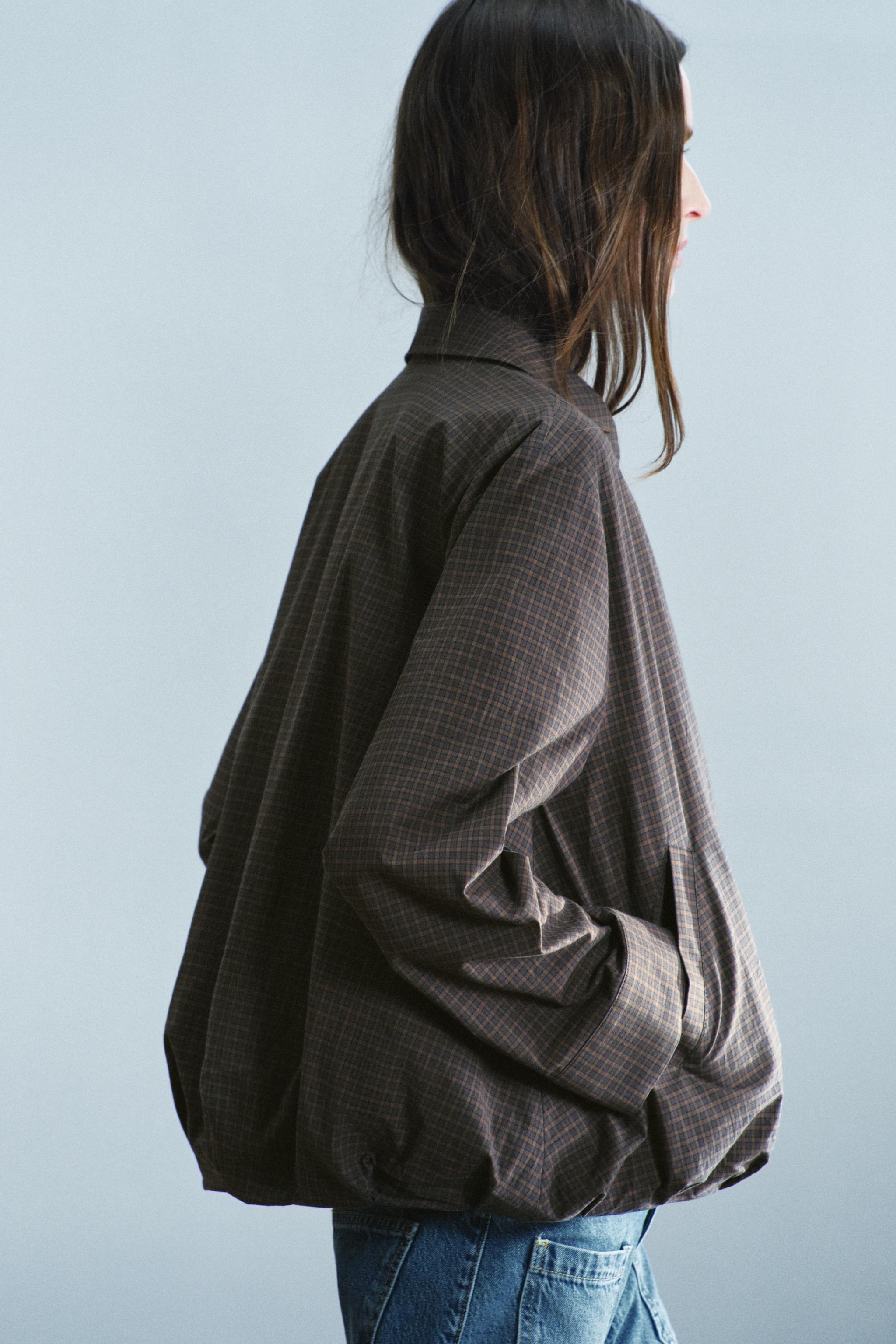 Zara ZW COLLECTION KARELİ BOMBER CEKET görsel 2