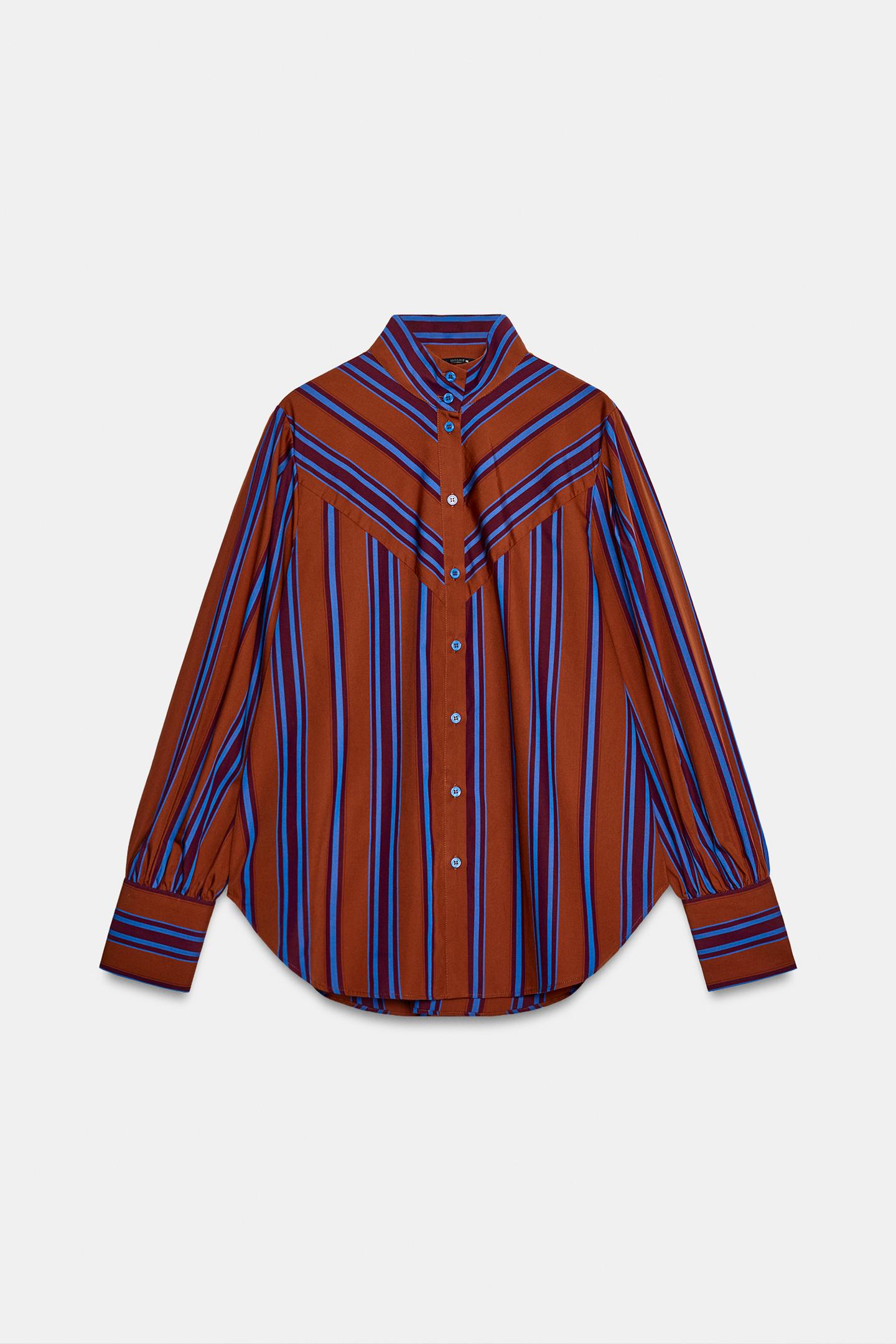 Женская рубашка Zara Striped, цвет: Разноцветный — фото 7