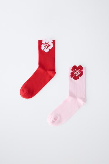 LOT DE DEUX CHAUSSETTES MI-Hautes HIBISCUS - Multicolore de Zara - Image 3