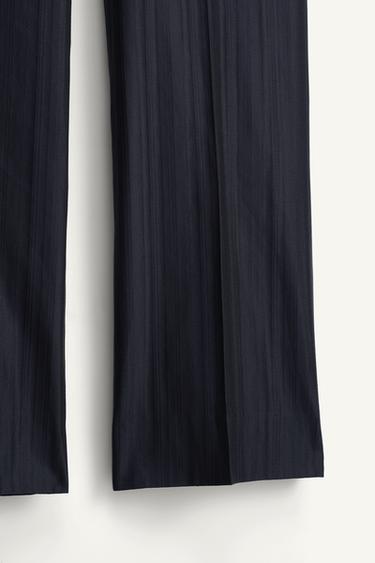 LIMITED EDITION STRUCTURE FLARE FIT TROUSERS - Navy blue by Zara - Image 8