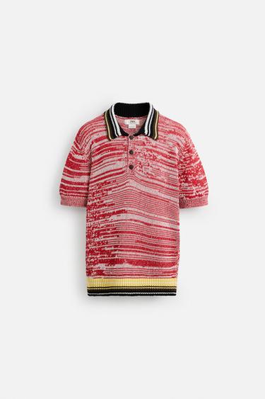 CONTRAST KNIT POLO SHIRT - Red by Zara - Image 7