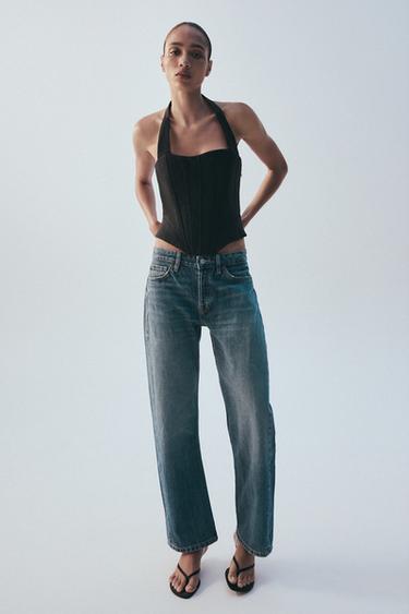 JEANS TRF RECTOS FOLD UP TIRO MEDIO - Azul de Zara