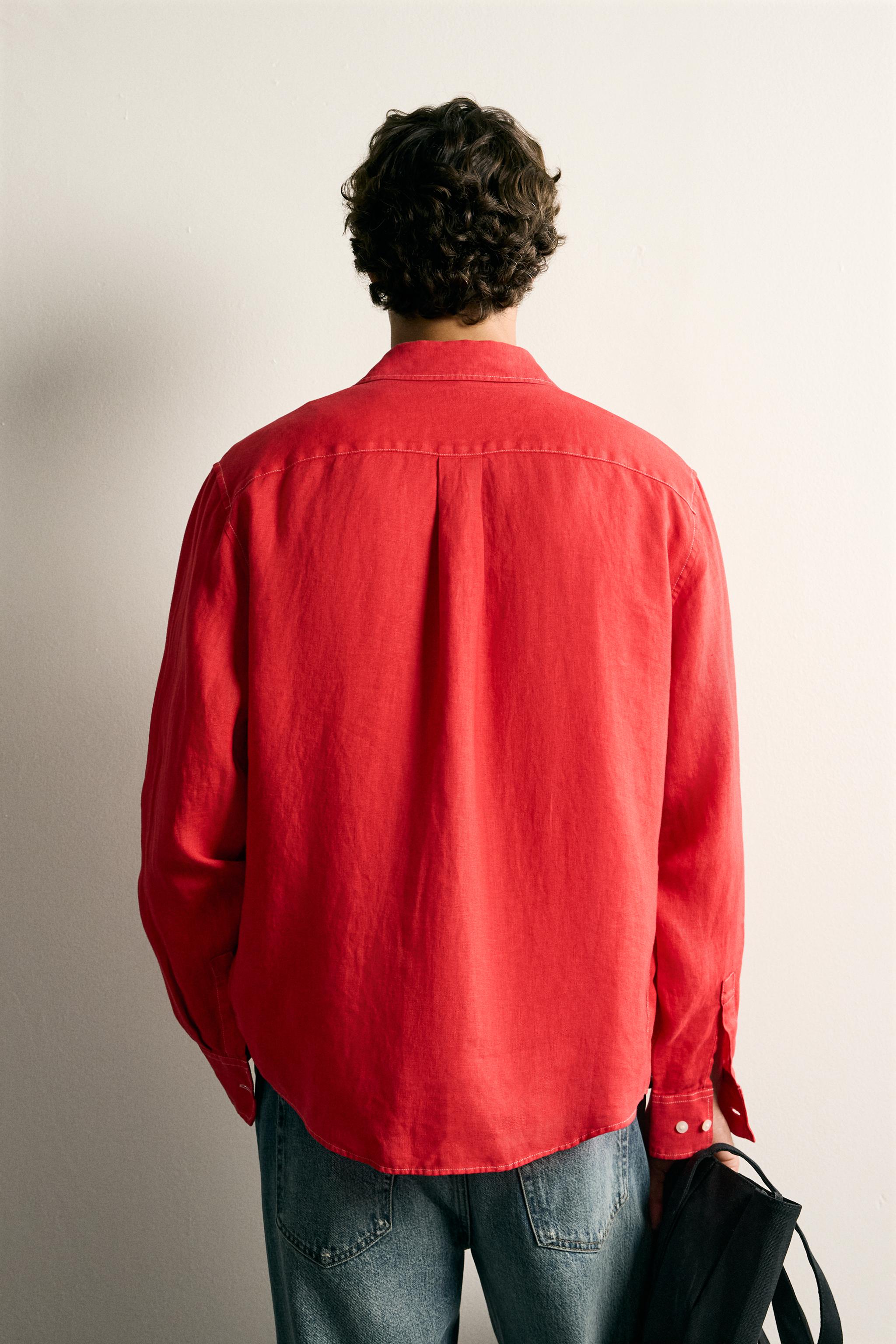100% LINEN REGULAR FIT OVERSHIRT