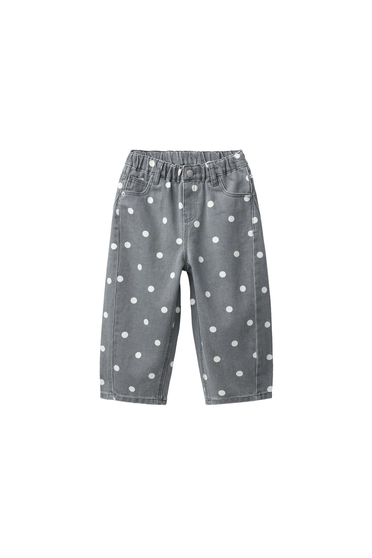 BARREL JEANS WITH POLKA DOTS