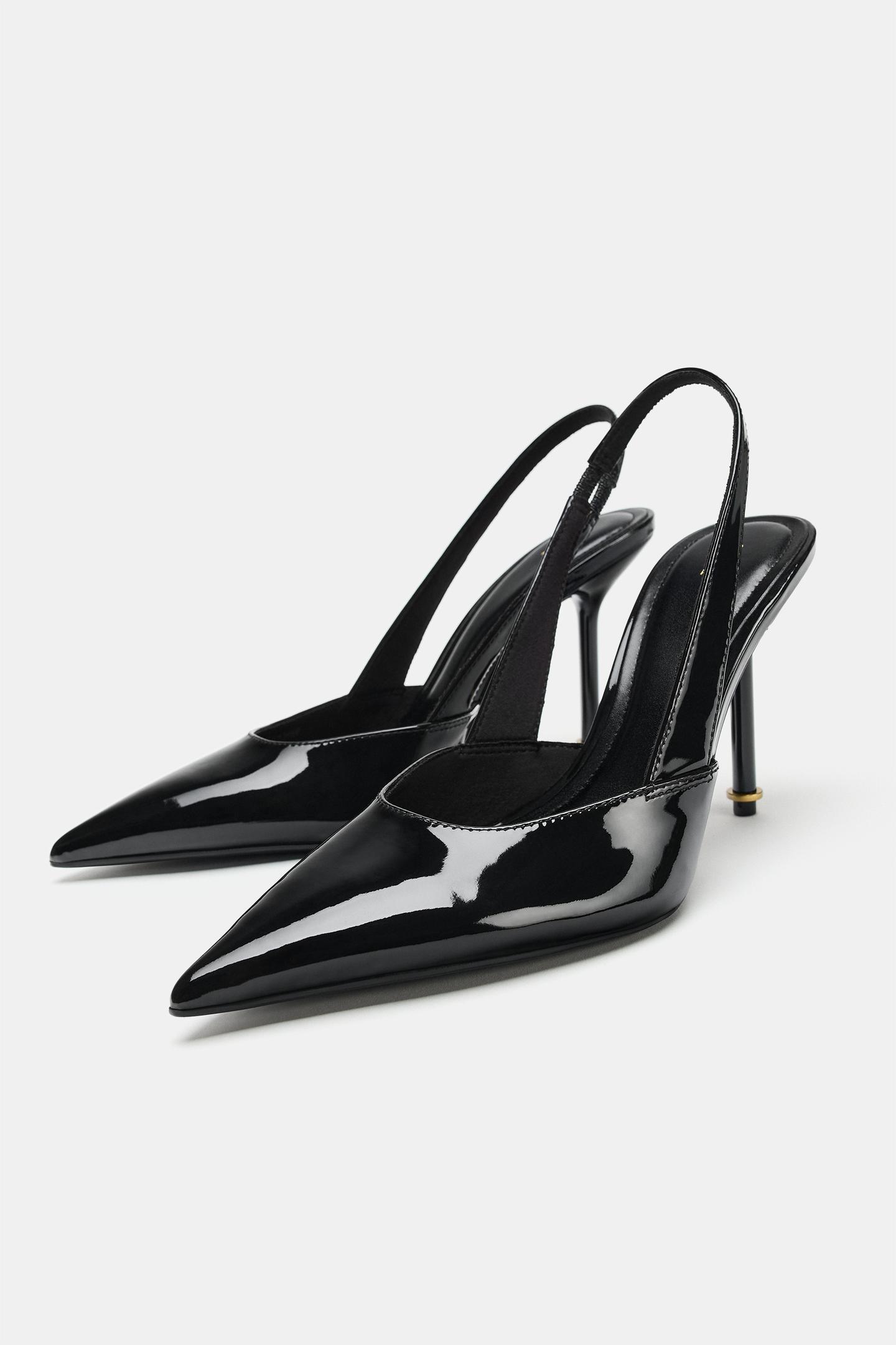 Женские туфли Zara Metallic Detail Heeled, цвет: Чёрный — фото 5