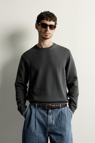 COTTON REGULAR FIT JUMPER - Charcoal grey by Zara