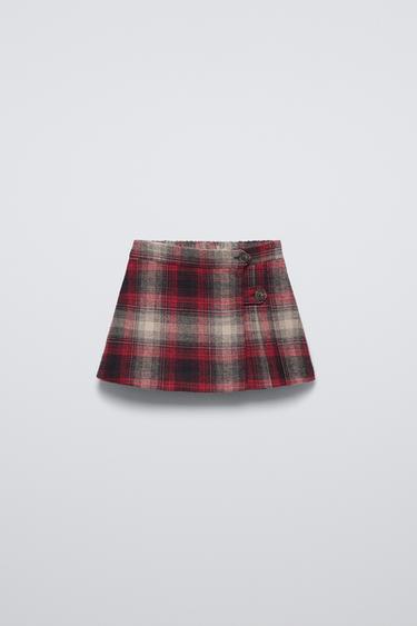 Zaras RUTIG SHORTSKJOL - Röd
