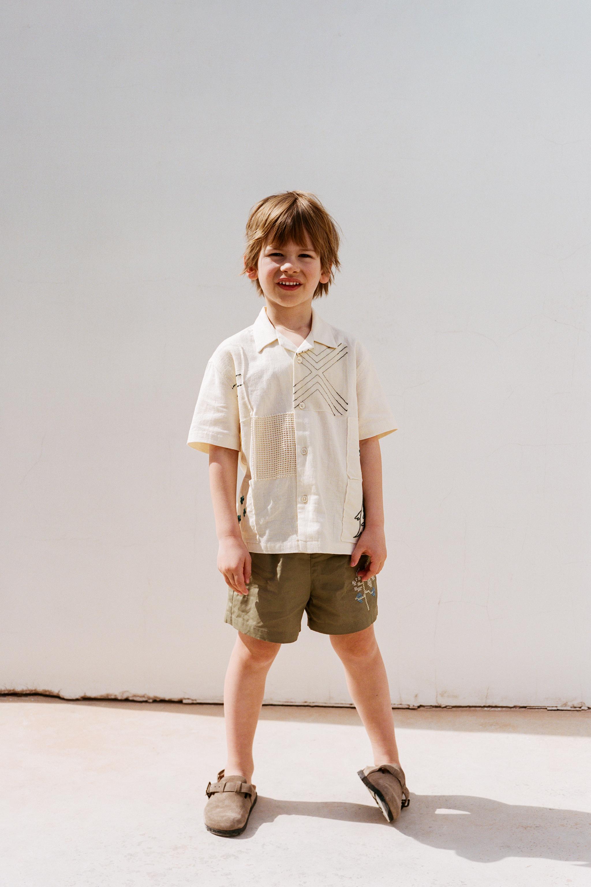 LINEN COTTON BLEND PATCH SHIRT