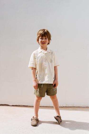 COTTON/LINEN PATCH SHIRT - Ecru by Zara